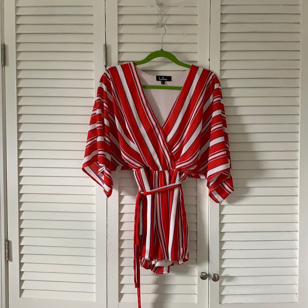 Lulu’s Red White and Blue Kimono Romper